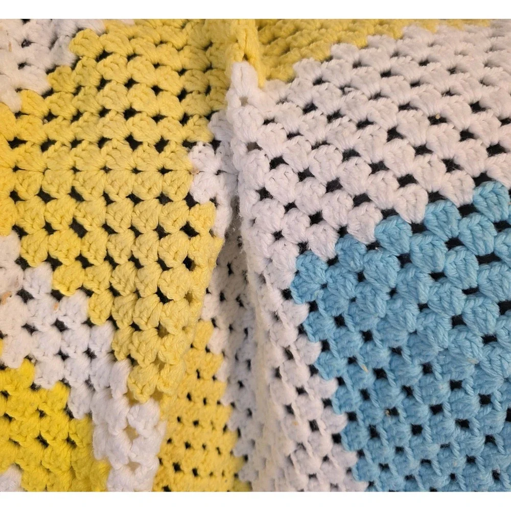 Vintage Handmade Afghan Knit Crochet‎ Maw Maw Blanket Throw 44 X 44